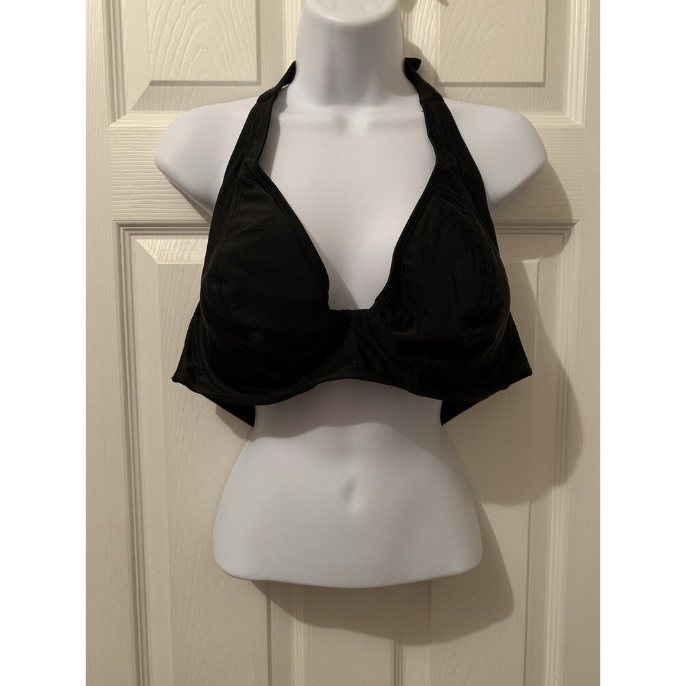 SHAPERMINT Black Full Coverage Halter Bikini Swimsuit Top Size 2XL NWT